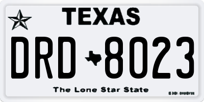 TX license plate DRD8023