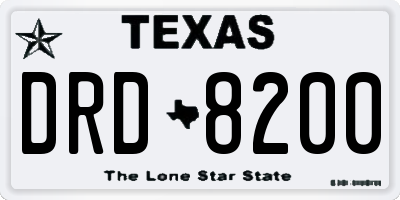 TX license plate DRD8200