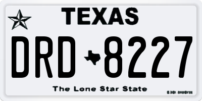 TX license plate DRD8227