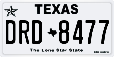 TX license plate DRD8477