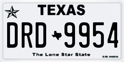 TX license plate DRD9954