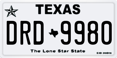 TX license plate DRD9980