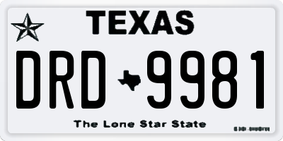 TX license plate DRD9981