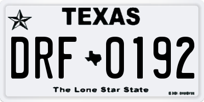 TX license plate DRF0192