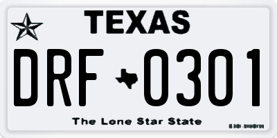 TX license plate DRF0301