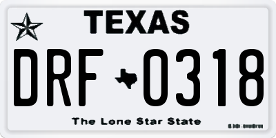 TX license plate DRF0318