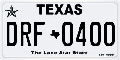 TX license plate DRF0400