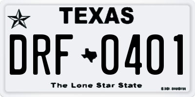 TX license plate DRF0401