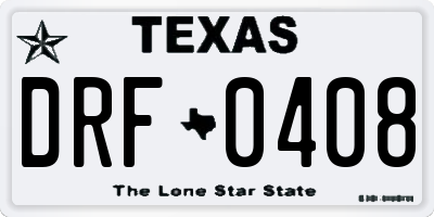 TX license plate DRF0408