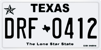 TX license plate DRF0412