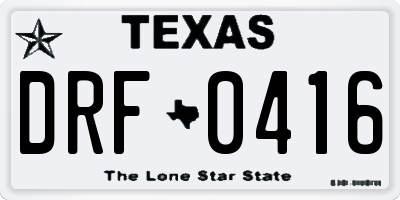 TX license plate DRF0416