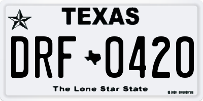 TX license plate DRF0420