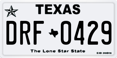 TX license plate DRF0429