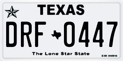 TX license plate DRF0447