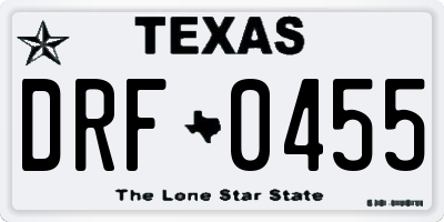 TX license plate DRF0455