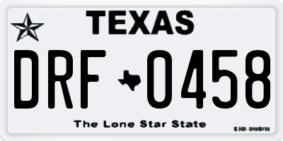 TX license plate DRF0458