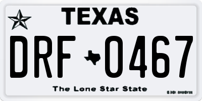 TX license plate DRF0467