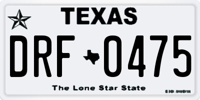 TX license plate DRF0475