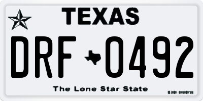 TX license plate DRF0492