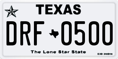 TX license plate DRF0500