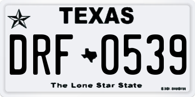 TX license plate DRF0539