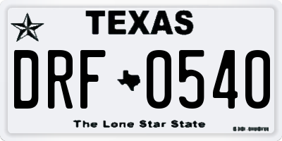 TX license plate DRF0540