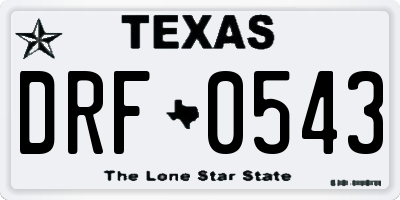 TX license plate DRF0543