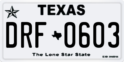 TX license plate DRF0603