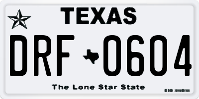 TX license plate DRF0604