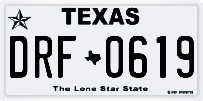 TX license plate DRF0619