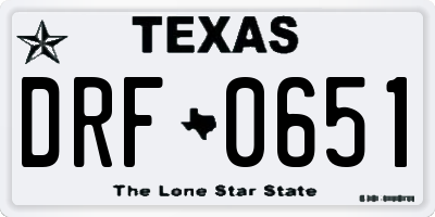 TX license plate DRF0651