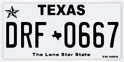 TX license plate DRF0667