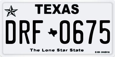 TX license plate DRF0675