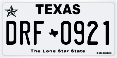 TX license plate DRF0921