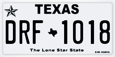 TX license plate DRF1018