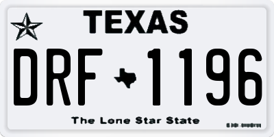 TX license plate DRF1196