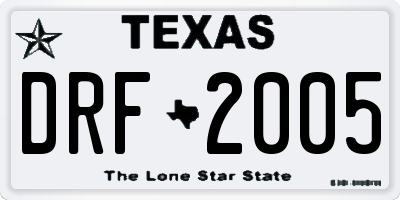 TX license plate DRF2005