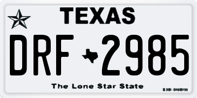 TX license plate DRF2985