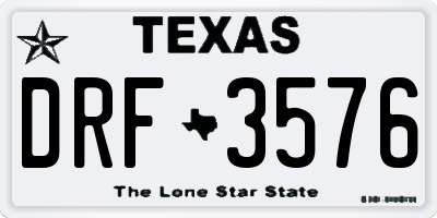 TX license plate DRF3576