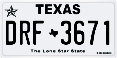 TX license plate DRF3671