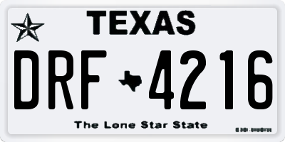 TX license plate DRF4216