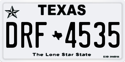 TX license plate DRF4535