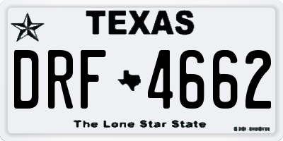 TX license plate DRF4662