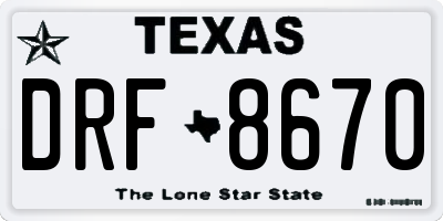 TX license plate DRF8670