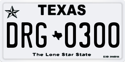 TX license plate DRG0300