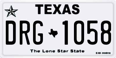 TX license plate DRG1058