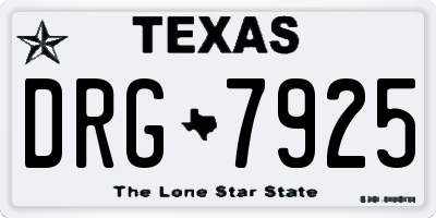 TX license plate DRG7925