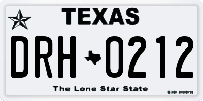 TX license plate DRH0212