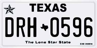 TX license plate DRH0596