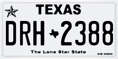 TX license plate DRH2388